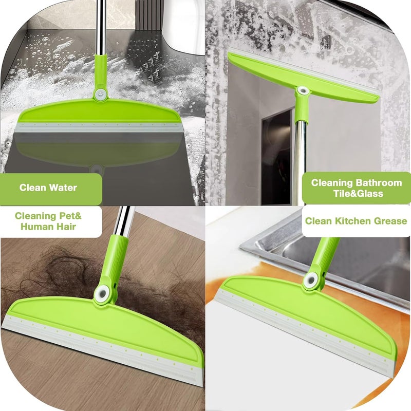XXFLOWER Silicone Air Broom,Multifunction Magic Broom with Long Handle，Adjustable Rubber Squeegee Sweeping Water for Indoor Hardwood Floors,Kitchen,Concrete Floor,Bathroom Tile(Gray Green) - Image 3